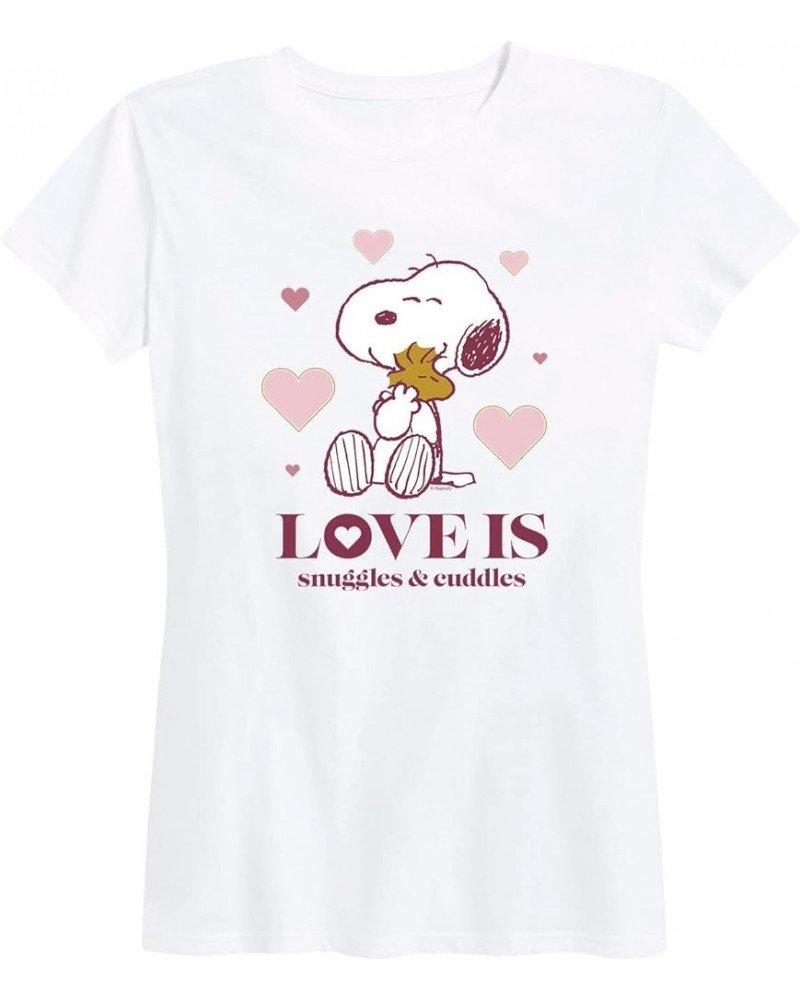 Peanuts - Snoopy Valentine's Day Love - Women's Short Sleeve Graphic T-Shirt Love is Snuggles and Cuddles - White $8.69 T-Shirts